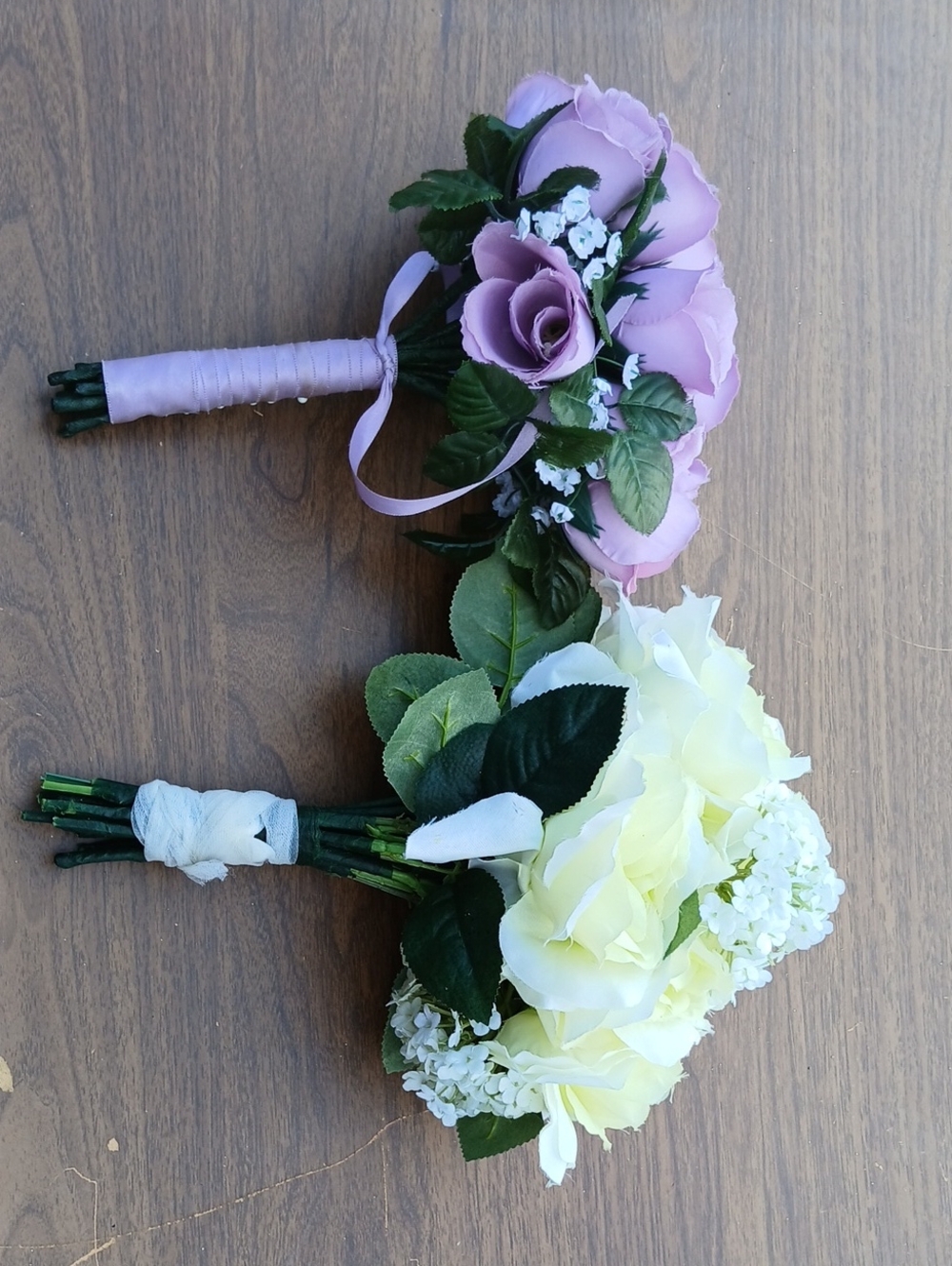 Lavender and Cream Faux Rose Bridal Bouquets Photography Prop